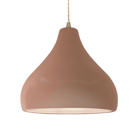 Justice Design Group Radiance 14" Wide Pendant with Twisted Beige Cord and Adobe Shade Antique Brass / Adobe