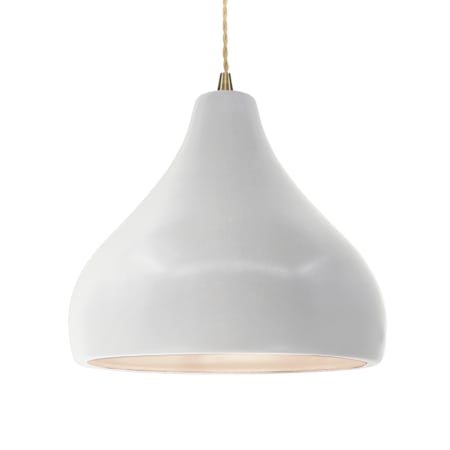 Justice Design Group Radiance 14" Wide LED Pendant with Twisted Beige Cord and Bisque Shade Antique Brass / Bisque