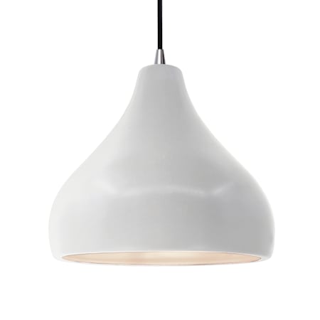Justice Design Group Radiance 14" Wide Pendant with a Ceramic Bisque Shade Brushed Nickel