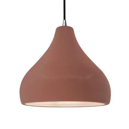 Justice Design Group Radiance 14" Wide Pendant with a Ceramic Canyon Clay Shade Brushed Nickel