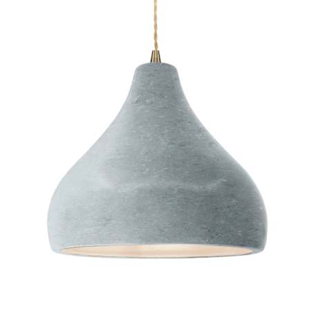 Justice Design Group Radiance 14" Wide LED Pendant with Twisted Beige Cord and Concrete Shade Antique Brass / Concrete