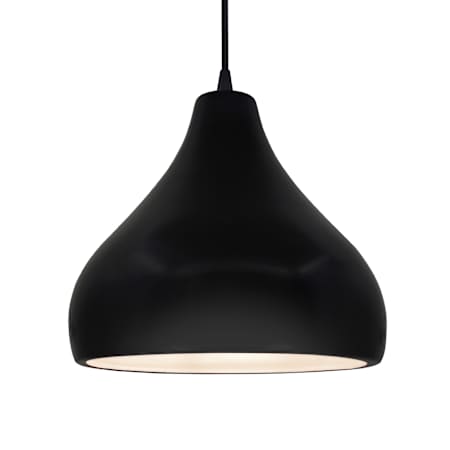 Justice Design Group Radiance 14" Wide Pendant with a Ceramic Carbon Matte Black Shade Brushed Nickel