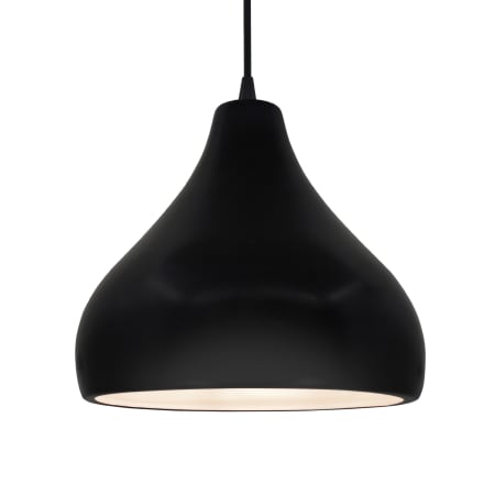 Justice Design Group Radiance 14" Wide LED Pendant with a Ceramic Carbon Matte Black Shade Brushed Nickel