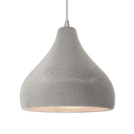 Justice Design Group Radiance 14" Wide LED Pendant White Crackle / Polished Chrome