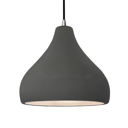 Justice Design Group Radiance 14" Wide Pendant with a Ceramic Gloss Grey Shade Brushed Nickel