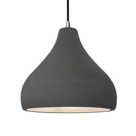 Justice Design Group Radiance 14" Wide LED Pendant with a Ceramic Gloss Grey Shade Brushed Nickel