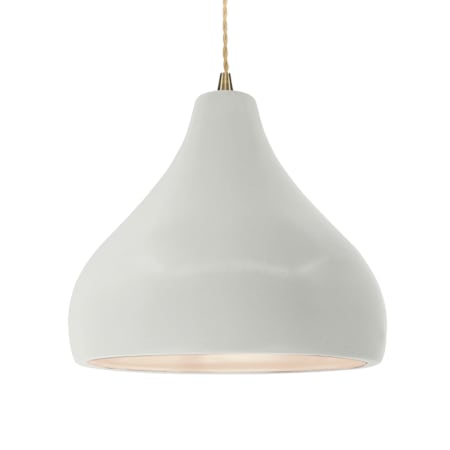 Justice Design Group Radiance 14" Wide LED Pendant with Twisted Beige Cord and Matte White Shade Antique Brass / Matte White
