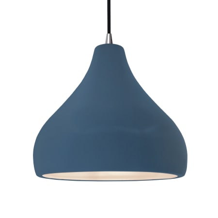 Justice Design Group Radiance 14" Wide LED Pendant with a Ceramic Midnight Sky and Matte White Shade Brushed Nickel