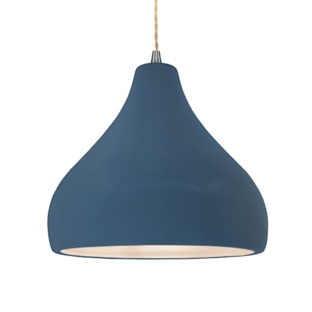 Justice Design Group Radiance 14" Wide Pendant with Twisted Beige Cord and Midnight Sky Shade Brushed Nickel / Midnight Sky