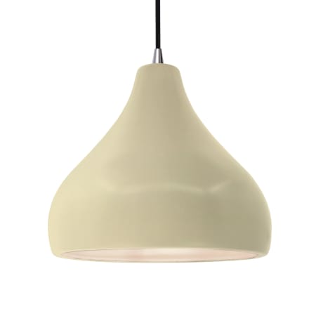 Justice Design Group Radiance 14" Wide LED Pendant with a Ceramic Vanilla Gloss Shade Brushed Nickel