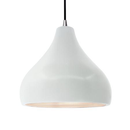Justice Design Group Radiance 14" Wide LED Pendant with a Ceramic Gloss White Shade Brushed Nickel