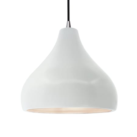 Justice Design Group Radiance 14" Wide LED Pendant with a Ceramic Gloss White Shade Brushed Nickel