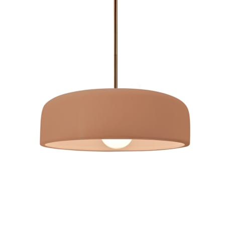 Justice Design Group Radiance 10" Wide Mini Pendant with Rigid Stem Adobe / Brushed Brass