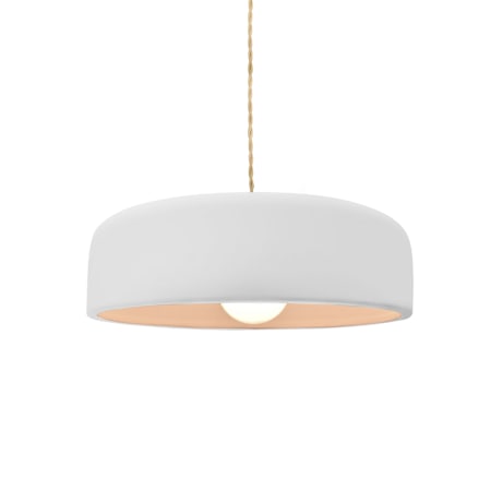 Justice Design Group Radiance Collection - Spire 10" Wide Mini Pendant with Twisted Beige Cord and Bisque Shade Brushed Brass