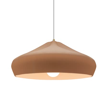 Justice Design Group Radiance 15" Wide Dome Pendant with White Cord Adobe / Antique Brass