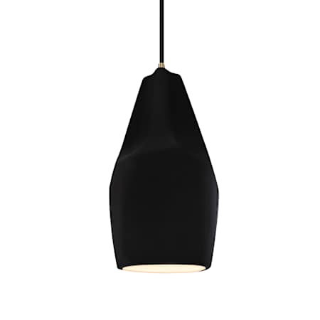 Justice Design Group Radiance Collection - Crease 6" Wide Mini Pendant with Gloss Black with Matte White Interior Shade Antique Brass