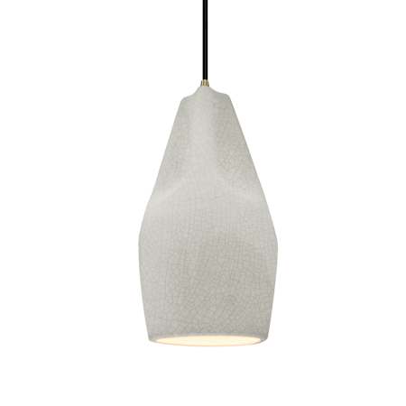 Justice Design Group Radiance Collection - Crease 6" Wide Mini Pendant with White Crackle Shade Antique Brass