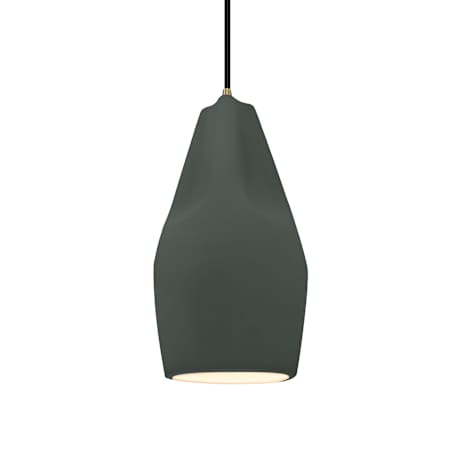 Justice Design Group Radiance Collection - Crease 6" Wide Mini Pendant with Pewter Green Shade Antique Brass