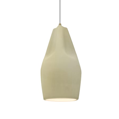 Justice Design Group Radiance Collection - Crease 6" Wide Mini Pendant with Vanilla Gloss Shade Antique Brass