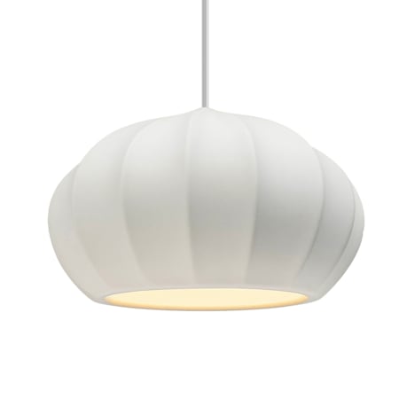 Justice Design Group Radiance Collection - Fluted 13" Wide Pendant with Bisque Shade Antique Brass