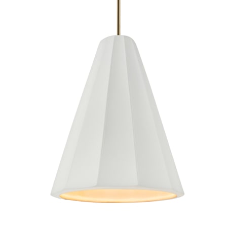 Justice Design Group Radiance Collection - Fluted 9" Wide Mini Pendant with Bisque Shade Antique Brass