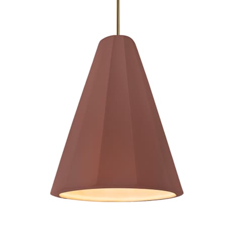 Justice Design Group Radiance Collection - Fluted 9" Wide Mini LED Pendant with Canyon Clay Shade Antique Brass