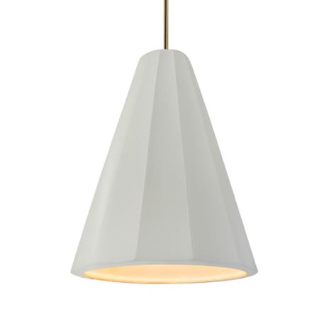 Justice Design Group Radiance Collection - Fluted 9" Wide Mini LED Pendant with Matte White Shade Antique Brass