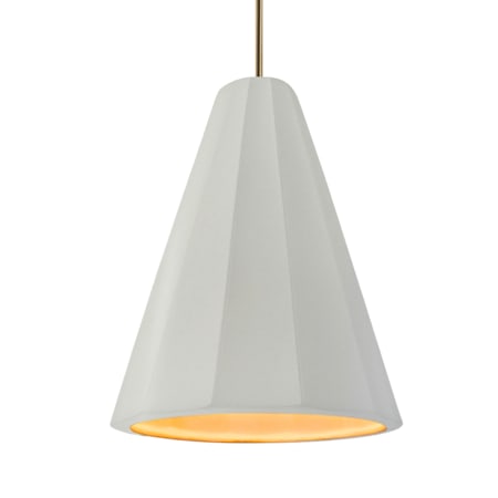 Justice Design Group Radiance Collection - Fluted 9" Wide Mini LED Pendant with Matte White with Champagne Gold Interior Shade Antique Brass