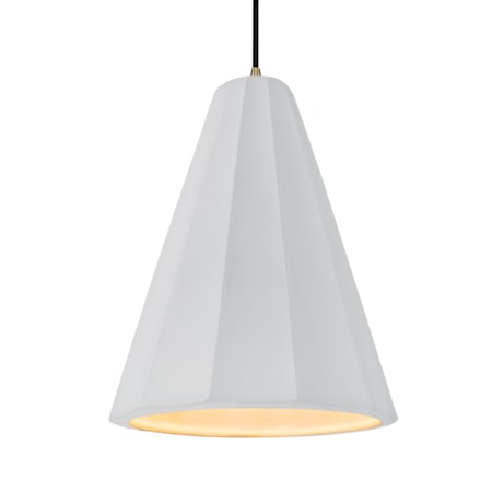 Justice Design Group Radiance Collection - Fluted 9" Wide Mini Pendant with Gloss White Shade Antique Brass