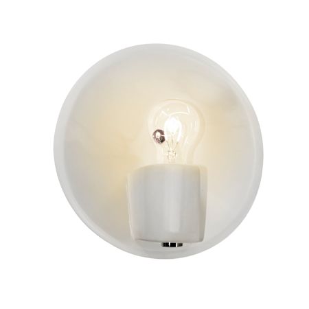 Justice Design Group Ambiance 10" Tall Wall Sconce with a Ceramic Gloss White Shade Brushed Nickel