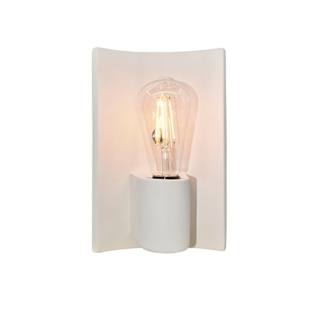Justice Design Group Ambiance 10" Tall Wall Sconce with a Ceramic Bisque Shade Brushed Nickel