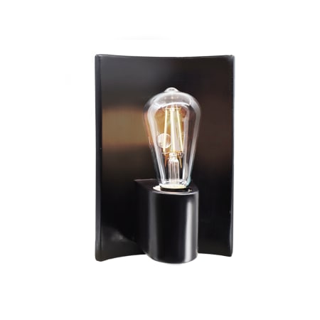 Justice Design Group Ambiance 10" Tall Wall Sconce with a Ceramic Carbon Matte Black Shade Brushed Nickel