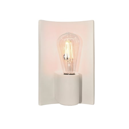 Justice Design Group Ambiance 10" Tall Wall Sconce with a Ceramic Matte White Shade Brushed Nickel