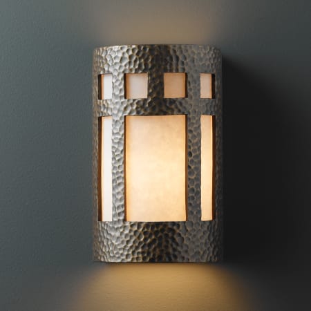 Justice Design Group Ambiance 7.75" Wall Sconce Hammered Brass