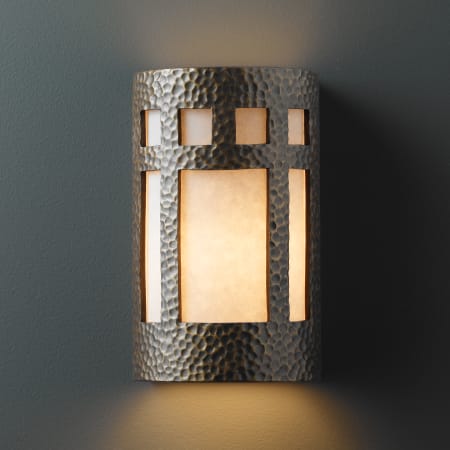 Justice Design Group Ambiance 7.75" Outdoor Wall Sconce Hammered Brass