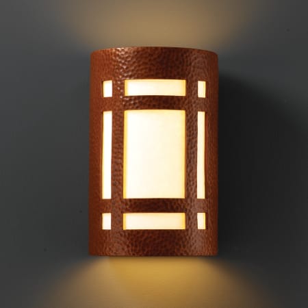 Justice Design Group Ambiance 5.75" Outdoor Wall Sconce Hammered Copper