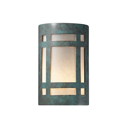 Justice Design Group Ambiance 10" Tall LED Outdoor Wall Sconce - Bulb Included Verde Patina