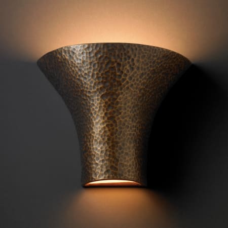 Justice Design Group Ambiance 12" Wall Sconce Hammered Brass