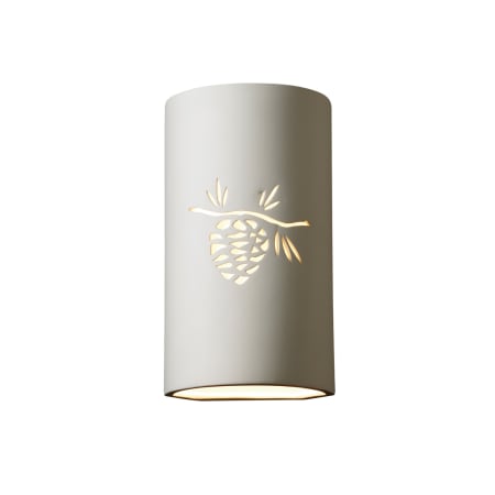 Justice Design Group Sun Dagger 14" Tall Open Top Outdoor Wall Sconce with Pinecone Design Bisque