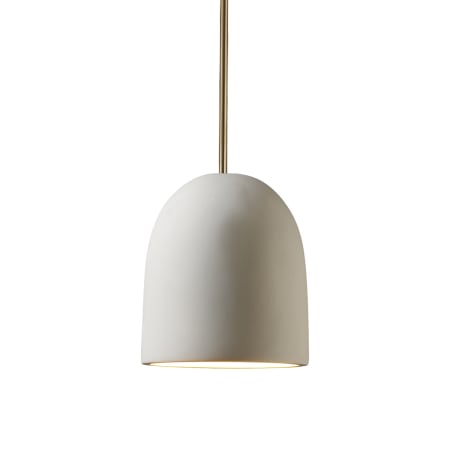 Justice Design Group Radiance 7" Wide Mini Pendant with Bisque Ceramic Dome Shade Antique Brass