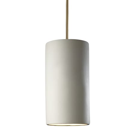 Justice Design Group Ambiance 7" Wide LED Pillar Candle Mini Pendant with a Ceramic Bisque Shade Antique Brass