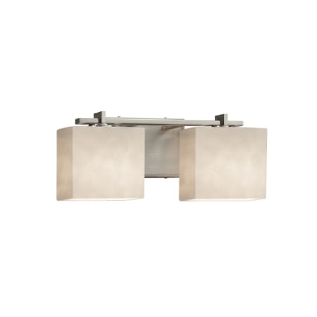 Justice Design Group Clouds 2 Light 16" Wide Bathroom Vanity Light with Rectangle Shades Brushed Nickel