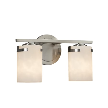 Justice Design Group Clouds 2 Light 13-3/4" Wide Bathroom Vanity Light with Off-White Clouds Resin Shade Brushed Nickel