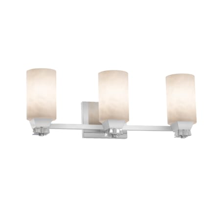 Justice Design Group Ardent 3 Light 23" Wide Vanity Light with Clouds Resin Cylindrical Flat Rimmed Shades Polished Chrome