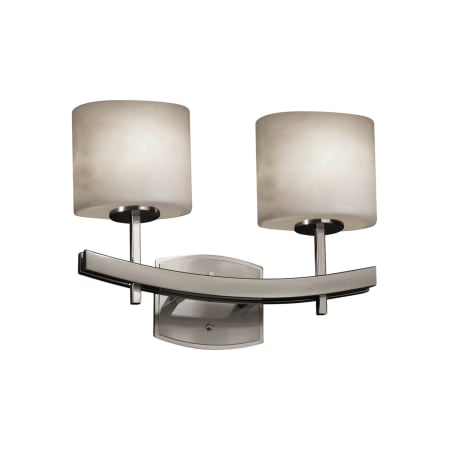 Justice Design Group Clouds 2 Light 16" Wide Bathroom Vanity Light with Oval Shades Brushed Nickel