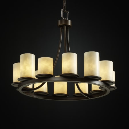 Justice Design Group Clouds 28" Dakota 12 Light Pillar Candle Chandelier Dark Bronze