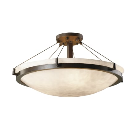 Justice Design Group 24" Round 6 Light Semi-Flush Ceiling Fixture with Bowl Shade and Ring from the Clouds Collection Dark Bronze