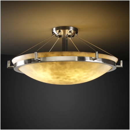 Justice Design Group Clouds 27" Wide Integrated 3000K LED Semi-Flush Bowl Ceiling Fixture with Clouds Resin Shade Brushed Nickel