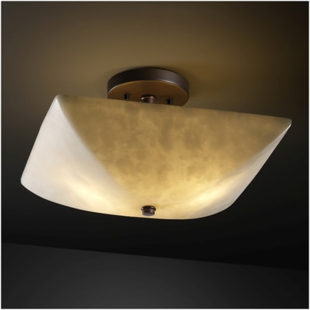 Justice Design Group Clouds 14" Wide Integrated 3000K LED Semi-Flush Bowl Ceiling Fixture with Clouds Resin Shade Dark Bronze