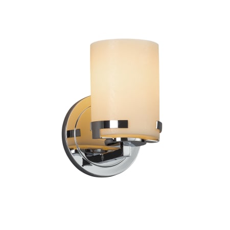 Justice Design Group CandleAria Single Light 5" Wide Bathroom Sconce with Cream Faux Candle Resin Shade Polished Chrome
